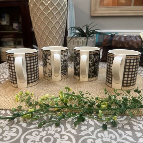 ROYAL DOULTON Studio Provence Noir‎ Fine China 4 piece Coffee Mug Rare Vintage - Picture 6 of 7